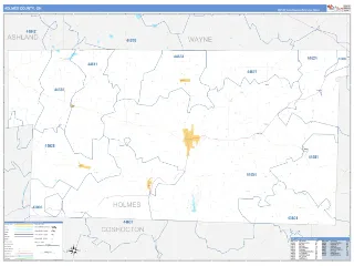 Holmes County, OH Business Reference style ZIP Code wall map