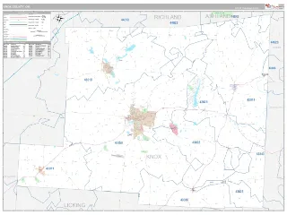 Knox County, OH Classic style ZIP Code wall map
