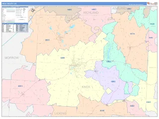 Knox County, OH ColorCast style ZIP Code wall map