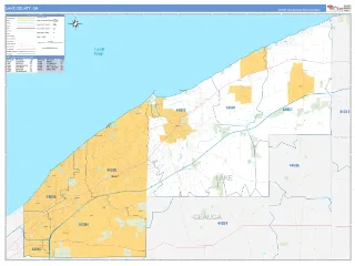 Lake County, OH Business Reference style ZIP Code wall map