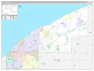 Lake County, OH Classic style ZIP Code wall map