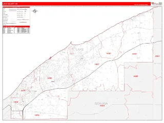 Lake County, OH RedLine style ZIP Code wall map