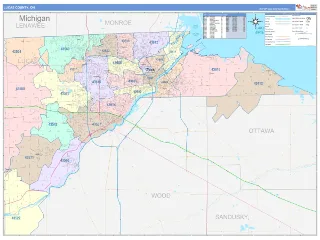 Lucas County, OH ColorCast style ZIP Code wall map