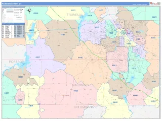 Mahoning County, OH ColorCast style ZIP Code wall map