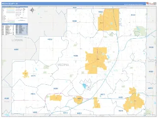 Medina County, OH Business Reference style ZIP Code wall map