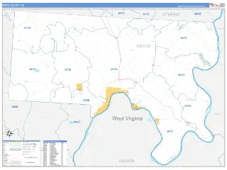 Meigs County, OH Business Reference style ZIP Code wall map