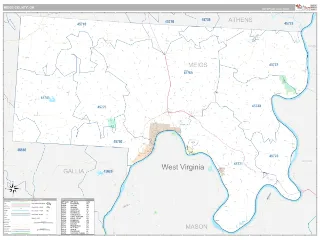 Meigs County, OH Classic style ZIP Code wall map