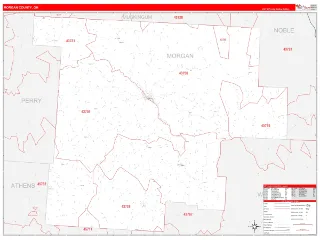 Morgan County, OH RedLine style ZIP Code wall map