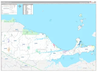 Ottawa County, OH Classic style ZIP Code wall map
