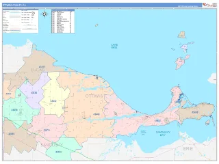 Ottawa County, OH ColorCast style ZIP Code wall map