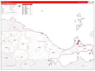 Ottawa County, OH RedLine style ZIP Code wall map