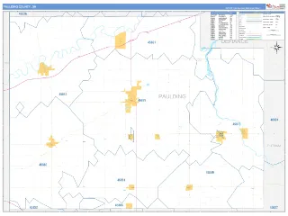 Paulding County, OH Business Reference style ZIP Code wall map