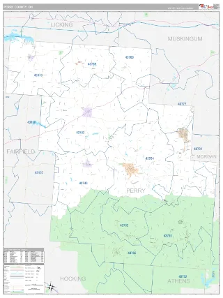 Perry County, OH Classic style ZIP Code wall map