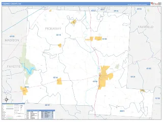 Pickaway County, OH Business Reference style ZIP Code wall map