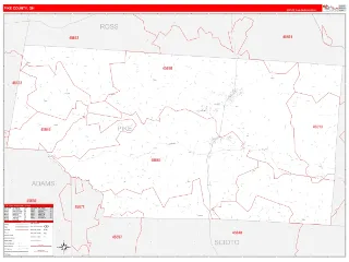 Pike County, OH RedLine style ZIP Code wall map