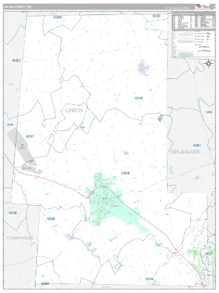 Union County, OH Classic style ZIP Code wall map