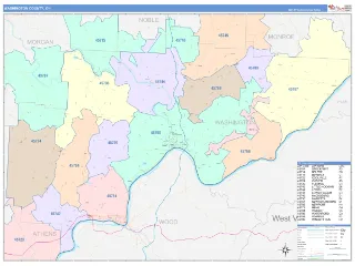 Washington County, OH ColorCast style ZIP Code wall map