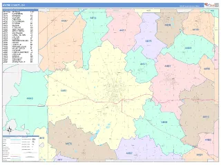 Wayne County, OH ColorCast style ZIP Code wall map