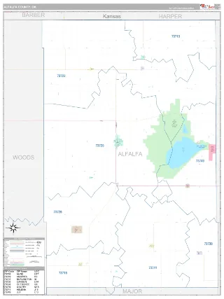 Alfalfa County, OK Classic style ZIP Code wall map
