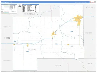 Beckham County, OK Business Reference style ZIP Code wall map