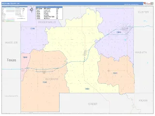 Beckham County, OK ColorCast style ZIP Code wall map