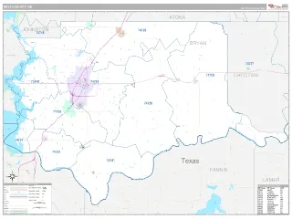 Bryan County, OK Classic style ZIP Code wall map