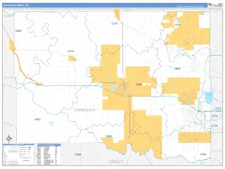 Canadian County, OK Business Reference style ZIP Code wall map