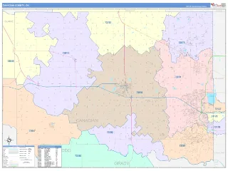 Canadian County, OK ColorCast style ZIP Code wall map