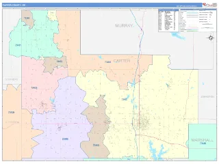Carter County, OK ColorCast style ZIP Code wall map