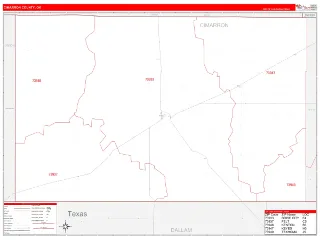 Cimarron County, OK RedLine style ZIP Code wall map