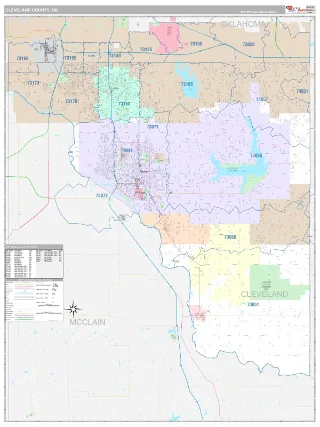 Cleveland County, OK Classic style ZIP Code wall map
