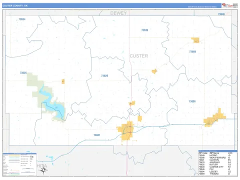 Custer County, OK map