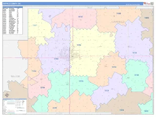 Garfield County, OK ColorCast style ZIP Code wall map