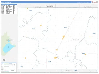 Grant County, OK Business Reference style ZIP Code wall map