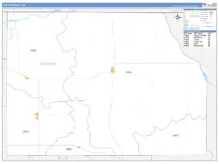 Harper County, OK Business Reference style ZIP Code wall map