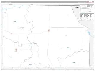Harper County, OK Classic style ZIP Code wall map