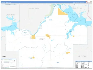 Haskell County, OK Business Reference style ZIP Code wall map