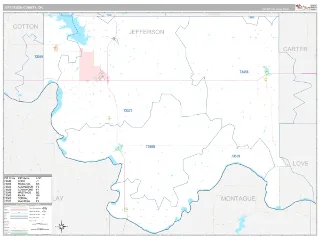 Jefferson County, OK Classic style ZIP Code wall map