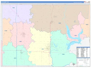 Kay County, OK ColorCast style ZIP Code wall map