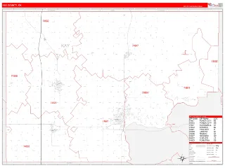 Kay County, OK RedLine style ZIP Code wall map