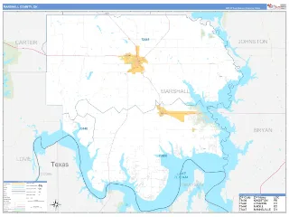Marshall County, OK Business Reference style ZIP Code wall map