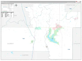 Murray County, OK Classic style ZIP Code wall map