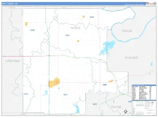 Noble County, OK Business Reference style ZIP Code wall map