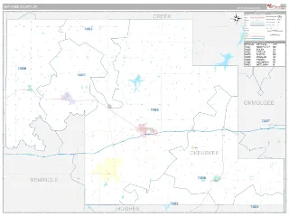 Okfuskee County, OK Classic style ZIP Code wall map