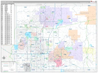 Oklahoma County, OK Classic style ZIP Code wall map
