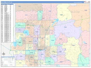 Oklahoma County, OK ColorCast style ZIP Code wall map