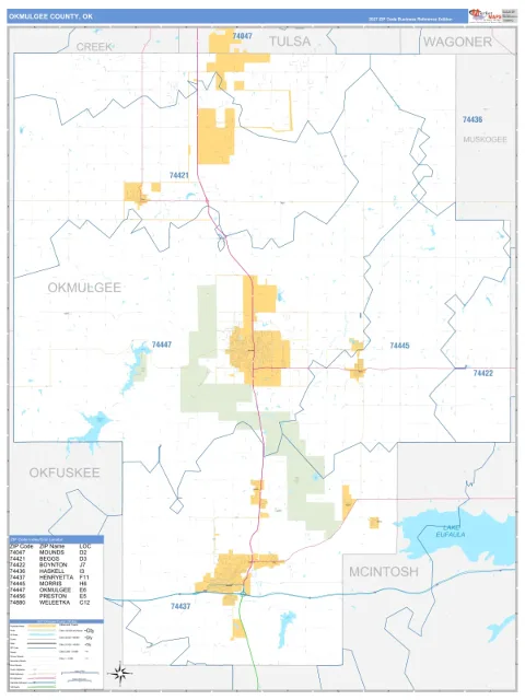Okmulgee County, OK map