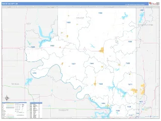 Osage County, OK Business Reference style ZIP Code wall map