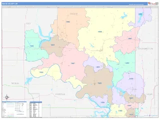 Osage County, OK ColorCast style ZIP Code wall map