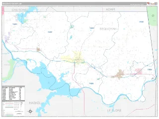 Sequoyah County, OK Classic style ZIP Code wall map